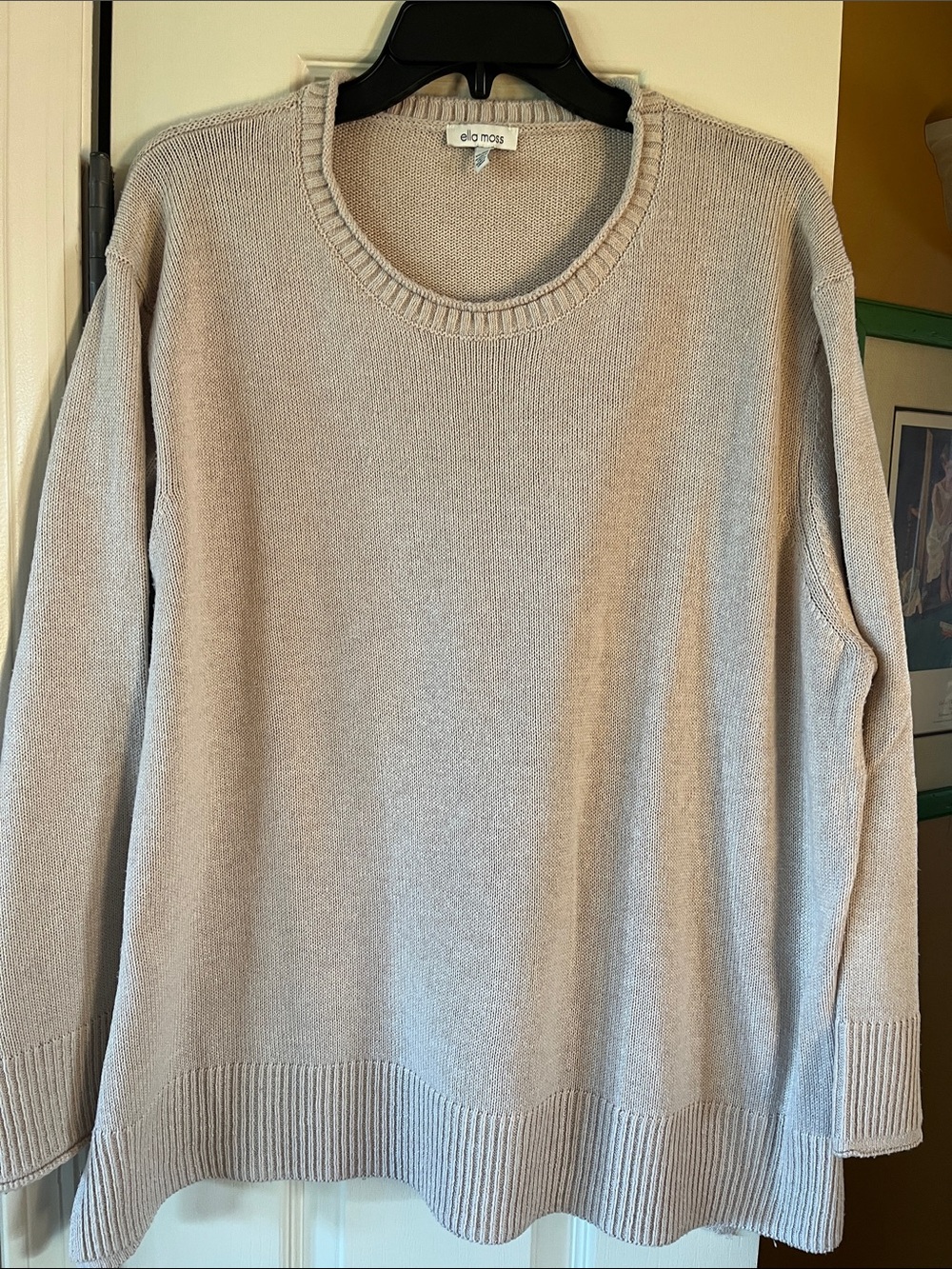 Ella Moss Cream Scoop Neck Lightweight Sweater